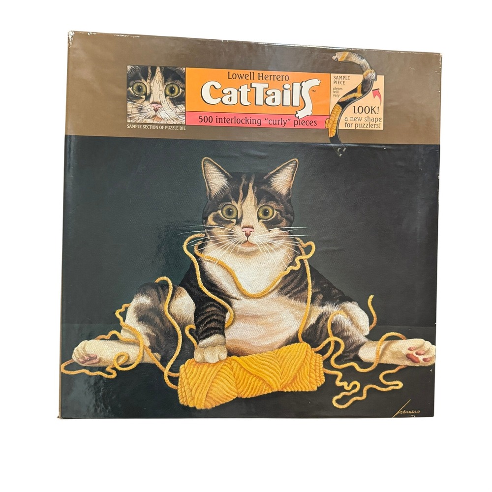 VTG NIB Lowell Herrero Cat Tails Toulouse Largent Puzzle 500 Curly Pieces 1995